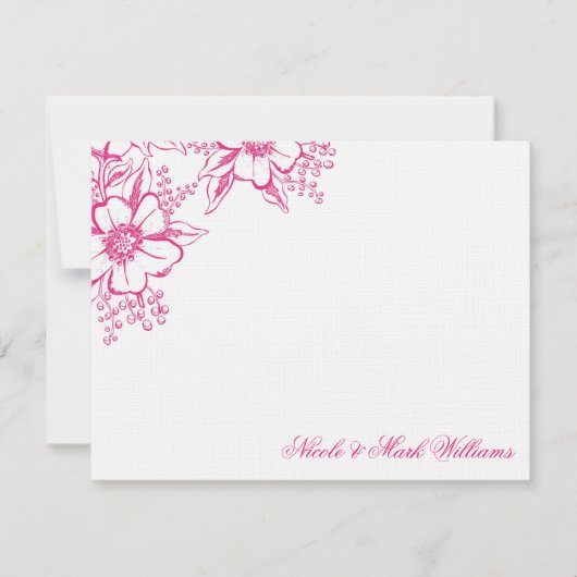 エレガントな花のカスタムで平らなサンキューカード サンキューカード (正面)