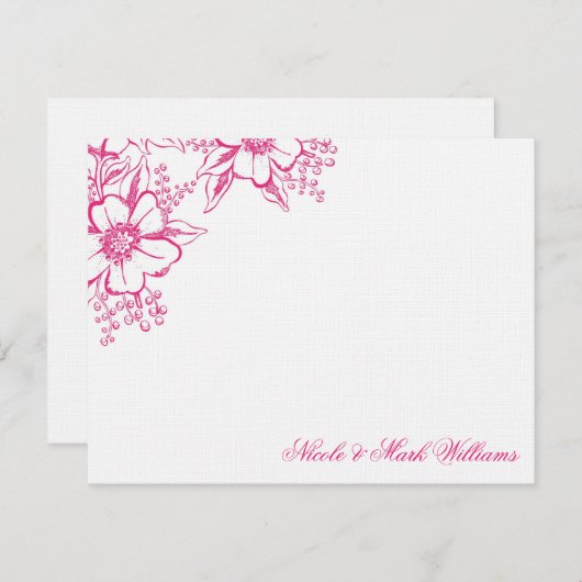 エレガントな花のカスタムで平らなサンキューカード サンキューカード (正面/裏面)