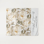 エレガントな花のカリグラフィー 牡丹の花 ブライダルシャワー タペストリー (正面(横))