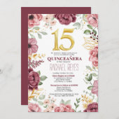 エレガントな花のキンセアニエラ招待状テンプレート 招待状 (正面/裏面)