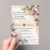 エレガントな花のキンセアニエラ招待状 - 編集可能 アクリル招待状 (インサイチュ (ポータブル))