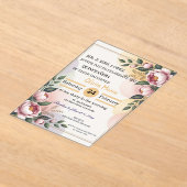 エレガントな花のキンセアニエラ招待状 - 編集可能 アクリル招待状 (レイダウン)