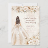 エレガントな花のクインセアニェーラの水彩ボールガウン 招待状 (正面)