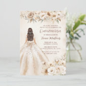 エレガントな花のクインセアニェーラの水彩ボールガウン 招待状 (スタンド正面)
