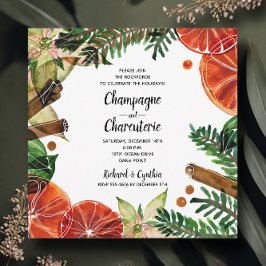 エレガントな花のクリスマスホリデー 招待状