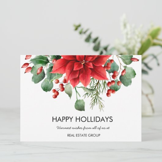 エレガントな花のクリスマス 赤い花 シーズンカード (スタンド正面)