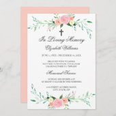 エレガントな花のクロス追悼式招待状 招待状 (正面/裏面)