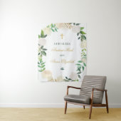 エレガントな花のグリーンリース  受注製作 神の祝福 タペストリー (インサイチュ)