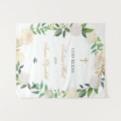 エレガントな花のグリーンリース  受注製作 神の祝福 タペストリー (正面(横))