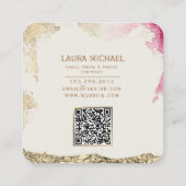 エレガントな花のケーキデザイン（ゴールドアクセント付き） スクエア名刺 (裏面)