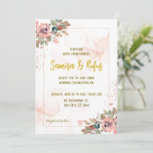 エレガントな花のゴールドの結婚式招待状 招待状 (スタンド正面)