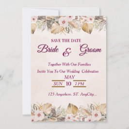 エレガントな花のゴールドの結婚式 招待状