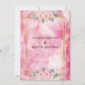エレガントな花のゴールドピンク水彩画 私たちの結婚式 招待状 (裏面)