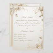 エレガントな花のゴールド シックなガラの招待状 招待状 (正面/裏面)