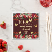 エレガントな花のゴールド 10周年結婚記念日 スタンダードカクテルナプキン (インサイチュ)