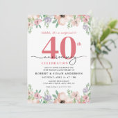 エレガントな花のサプライズ 40周年結婚記念日 招待状 (スタンド正面)