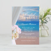 エレガントな花のサマーオーシャンビーチ ブライダルシャワー 招待状 (スタンド正面)