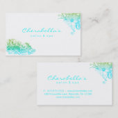 エレガントな花のサロンのスパのスタイリッシュな青緑の白 名刺 (正面/裏面)