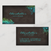 エレガントな花のサロンのスパのスタイリッシュな青緑ブラウン 名刺 (正面/裏面)