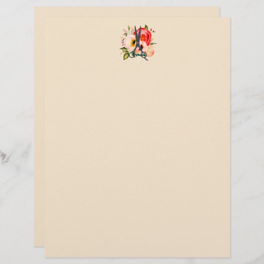 エレガントな花のサロン用ハサミのロゴ (正面/裏面)