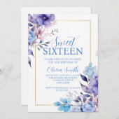 エレガントな花のスイート16招待状 招待状 (正面/裏面)