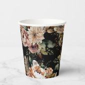 エレガントな花のスイート16 | ブラック&ブラッシュパーティー 紙コップ (正面)