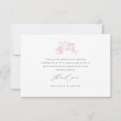 エレガントな花のスクリプトピンクのブライズシャワー サンキューカード (裏面)