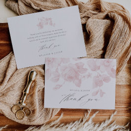 エレガントな花のスクリプトピンクのブライズシャワー サンキューカード