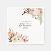 エレガントな花のスクリプト ブライダルシャワーの紙 スタンダードカクテルナプキン (正面)
