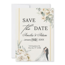 エレガントな花のスクリプトSave The Dateアナウンス