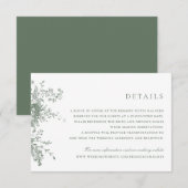 エレガントな花のセージグリーン ヴィンテージ ウェディングの詳細 招待状 (正面/裏面)
