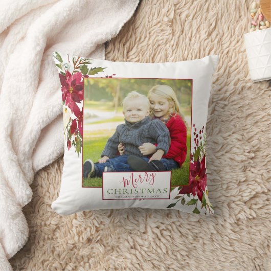 エレガントな花のタイポグラフィの写真の記念品の休日 クッション (ブランケット)