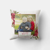 エレガントな花のタイポグラフィの写真の記念品の休日 クッション (裏面)