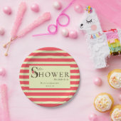 エレガントな花のタイポグラフィー コーラルグリーンシャワー ペーパープレート (パーティー)