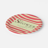 エレガントな花のタイポグラフィー コーラルグリーンシャワー ペーパープレート (アングル)