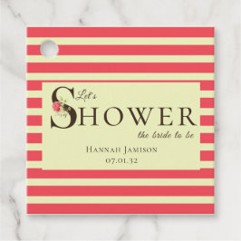 エレガントな花のタイポグラフィー コーラル グリーン シャワー フェイバータグ