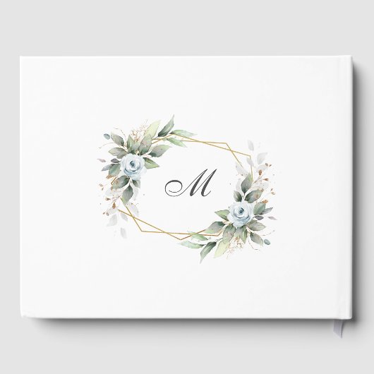 エレガントな花のダスティーブルーのグリーン性別発表会 ゲストブック (裏面)