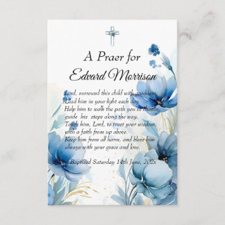 エレガントな花のダスティーブルーの洗礼 エンクロージャーカード