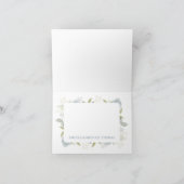 エレガントな花のダスティーブルー クラシック ローズ グリーンナリー サンキューカード (内部)