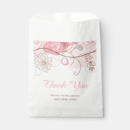 エレガントな花のツイスト ブライダルシャワー ピンク フェイバーバッグ