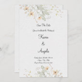 エレガントな花のデザインのウェディング・セーブ・ザ・デート 招待状 (正面/裏面)