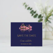 エレガントな花のデザインの結婚式「Save the Date」お知らせポストカード シーズンポストカード (スタンド正面)