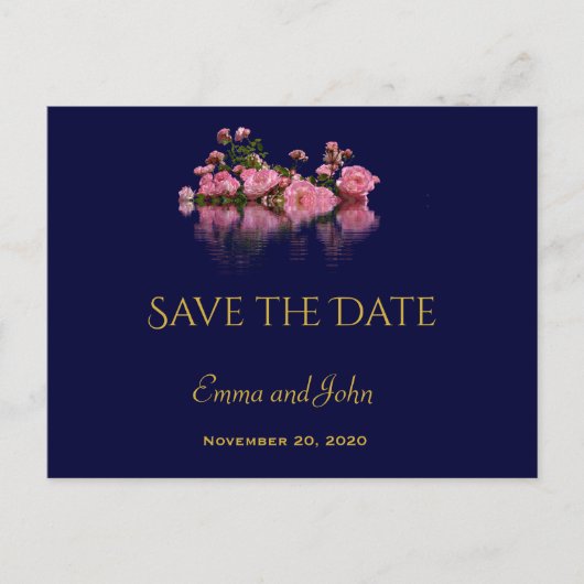 エレガントな花のデザインの結婚式「Save the Date」お知らせポストカード シーズンポストカード (正面)