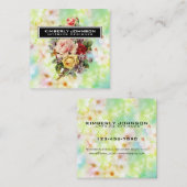 エレガントな花のデザイン ミニマル 編集可能なビジネス スクエア名刺 (正面/裏面)