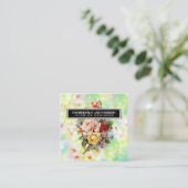 エレガントな花のデザイン ミニマル 編集可能なビジネス スクエア名刺 (スタンド正面)