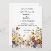 エレガントな花のデザイン 招待状 (正面/裏面)