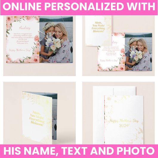 エレガントな花のデザイン 箔カード