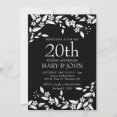 エレガントな花のデザイン 20周年招待状 招待状 (正面)