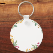 エレガントな花のデュアルネーム ブライダルシャワー招待状 キーホルダー (裏面)