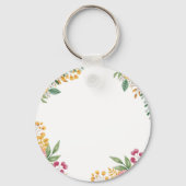 エレガントな花のデュアルネーム ブライダルシャワー招待状 キーホルダー (裏面)